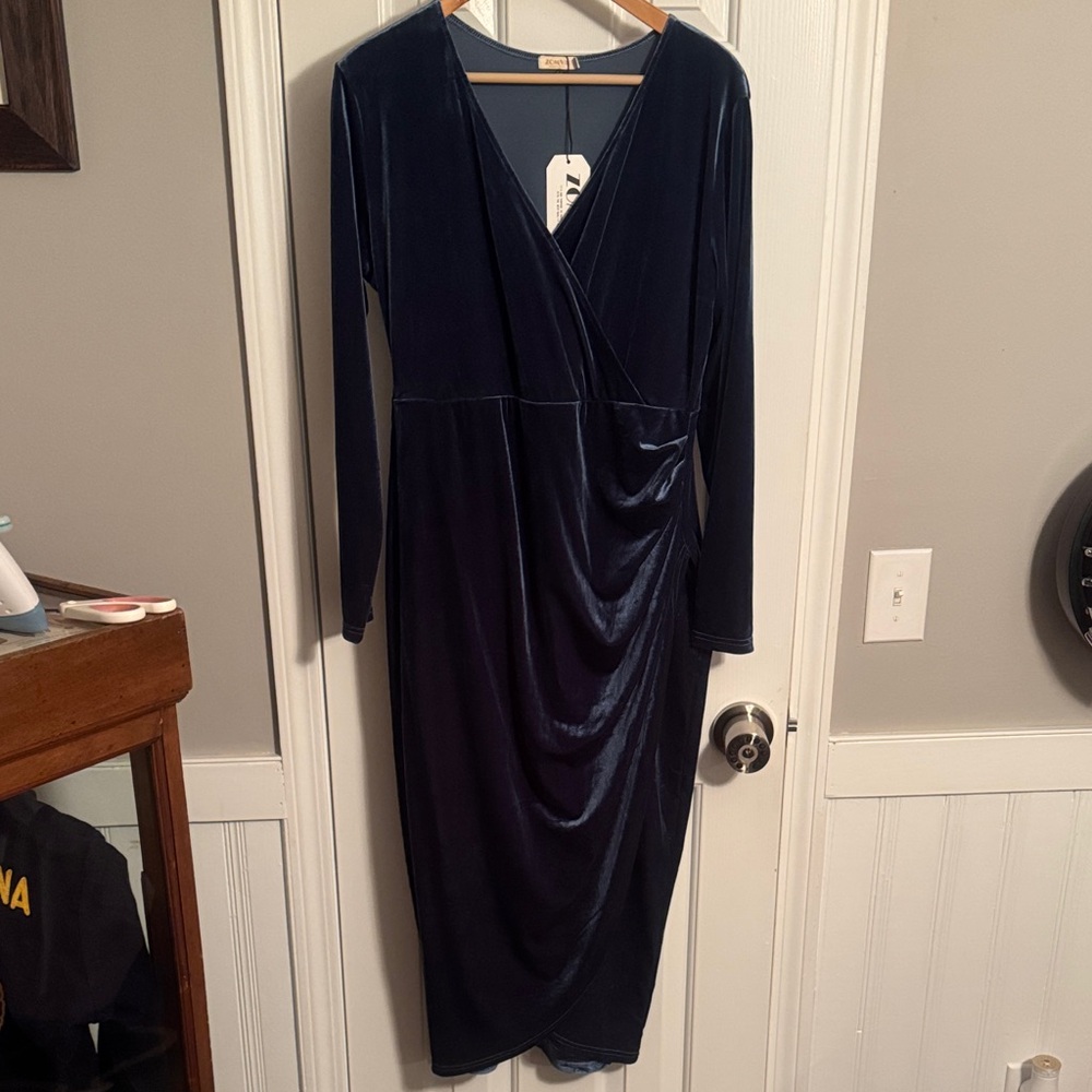 NWT Chic Long Sleeve Blue Dress (1)